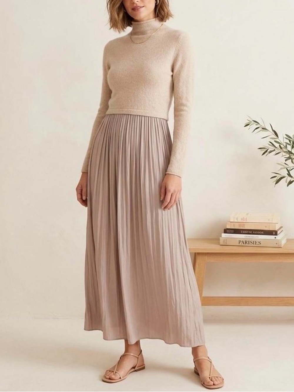 Anthropologie Thea long-sleeve eyelash twofer sweater dress